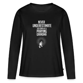 Prière grand-mère - T-shirt manches longues Premium bio Femme - noir - Devant - Julia (174cm)