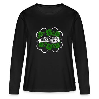 One Lucky Grandma - Frauen Premium Bio Langarmshirt - Schwarz - Vorne - Julia (174cm)