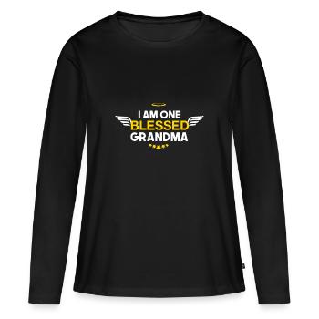 I am one blessed grandma - Frauen Premium Bio Langarmshirt - Schwarz - Vorne - Julia (174cm)