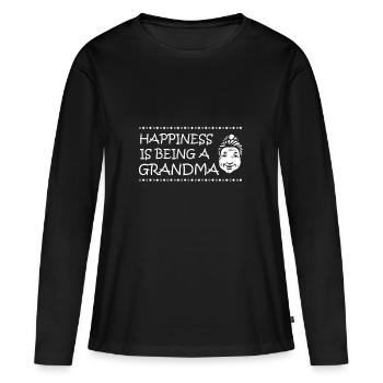 Happiness is being a grandma - Frauen Premium Bio Langarmshirt - Schwarz - Vorne - Julia (174cm)