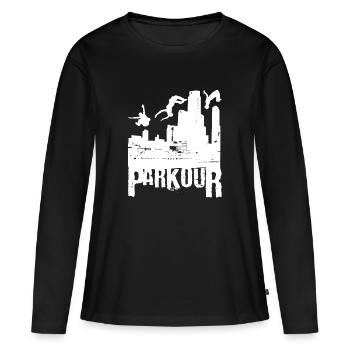 Cadeau Parkour Le Parcour Freerunning Backflip - T-shirt manches longues Premium bio Femme - noir - Devant - Julia (174cm)