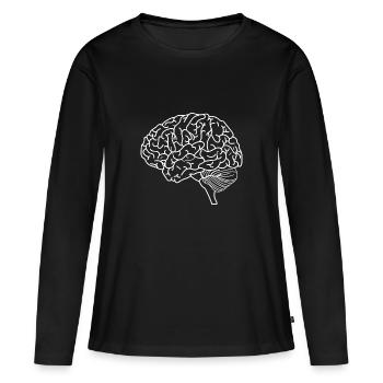 cerveau - T-shirt manches longues Premium bio Femme - noir - Devant - Julia (174cm)
