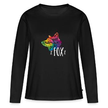 renard - T-shirt manches longues Premium bio Femme - noir - Devant - Julia (174cm)
