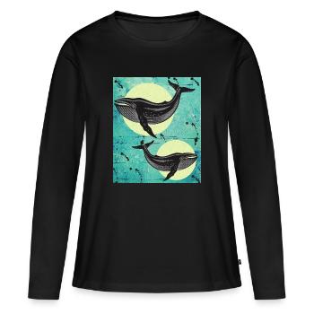 Baleines de baleine - T-shirt manches longues Premium bio Femme - noir - Devant - Julia (174cm)