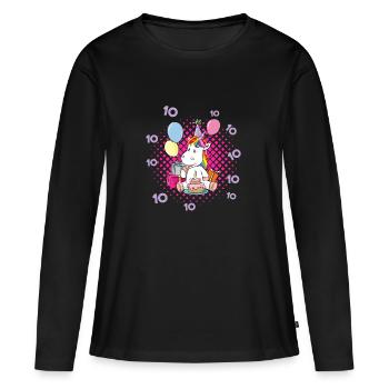 10th Birthday Shirt Girl Unicorn - Women's Premium Organic Long Sleeve Shirt - black - Front - Julia (174cm)