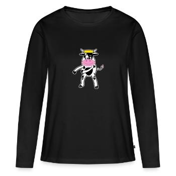 Floss Dance Move Kuh - Frauen Premium Bio Langarmshirt - Schwarz - Vorne - Julia (174cm)