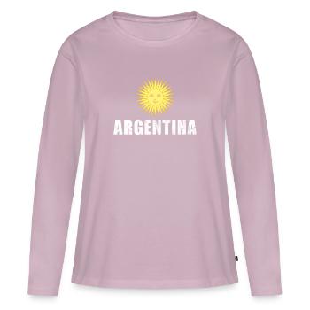 Argentine Football T-Shirt Jersey Fanshirt Ventilateurs - T-shirt manches longues Premium bio Femme - rose poudré - Devant - Julia (174cm)