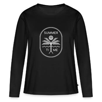 Enfin été - heure d'été - présent - T-shirt manches longues Premium bio Femme - noir - Devant - Julia (174cm)