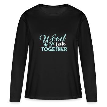 Weed be Cute Together sort amour fumer Sexe - T-shirt manches longues Premium bio Femme - noir - Devant - Julia (174cm)
