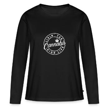Cannabis Haute vie cadeau fumer herbe - T-shirt manches longues Premium bio Femme - noir - Devant - Julia (174cm)