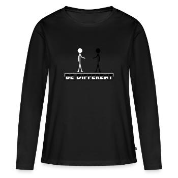 Etre différent - T-shirt manches longues Premium bio Femme - noir - Devant - Julia (174cm)