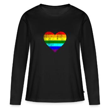 Coeur LGTB Pride gay gay arc-en-ciel - T-shirt manches longues Premium bio Femme - noir - Devant - Julia (174cm)