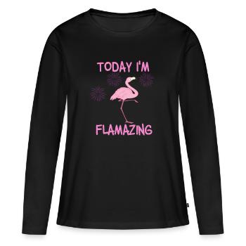 Today I’m Flamazing - T-shirt manches longues Premium bio Femme - noir - Devant - Julia (174cm)