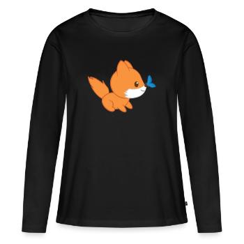 Fuchs - Füchsin - Fuchsliebhaber - Fuchsbaby - Frauen Premium Bio Langarmshirt - Schwarz - Vorne - Julia (174cm)