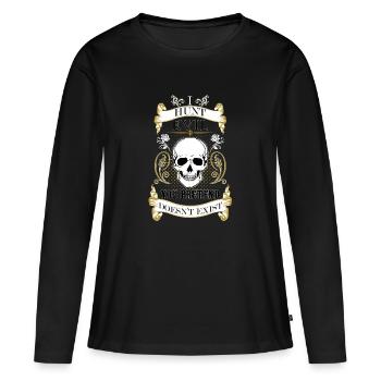 Je chasse le mal - T-shirt manches longues Premium bio Femme - noir - Devant - Julia (174cm)