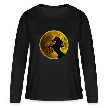 Cheval de pleine lune - T-shirt manches longues Premium bio Femme - noir - Devant - Julia (174cm)