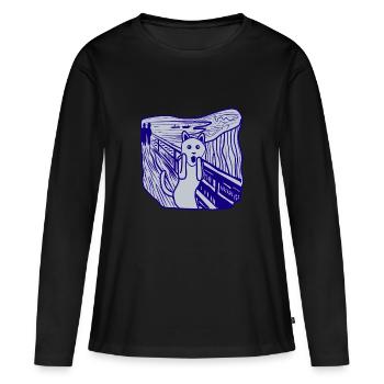 Chat pleure - T-shirt manches longues Premium bio Femme - noir - Devant - Julia (174cm)