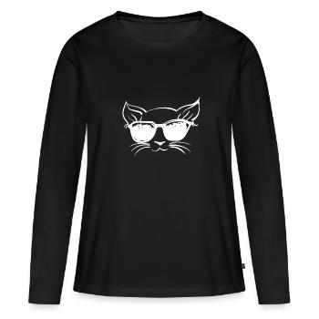 Cool Cat lunettes de soleil chat chat ami chat - T-shirt manches longues Premium bio Femme - noir - Devant - Julia (174cm)