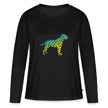 Chiens colorés cadeaux pour animaux de compagnie Dogs Lovers - T-shirt manches longues Premium bio Femme - noir - Devant - Julia (174cm)