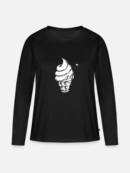 T-Shirt Liebe zum Softeis - Frauen Premium Bio Langarmshirt - Schwarz
