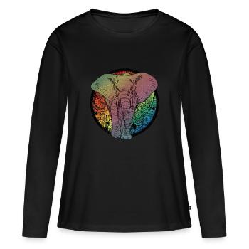 Caricature d'éléphant - T-shirt manches longues Premium bio Femme - noir - Devant - Julia (174cm)