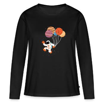 Space Astronaut - Women's Premium Organic Long Sleeve Shirt - black - Front - Julia (174cm)