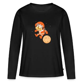 Space Astronaut Dinosaur - Women's Premium Organic Long Sleeve Shirt - black - Front - Julia (174cm)