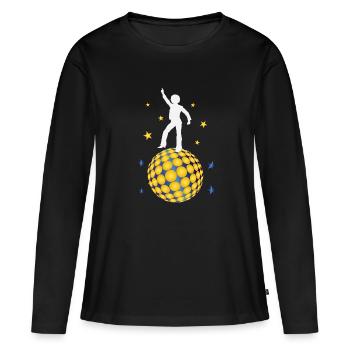 T-shirt boule disco - T-shirt manches longues Premium bio Femme - noir - Devant - Julia (174cm)
