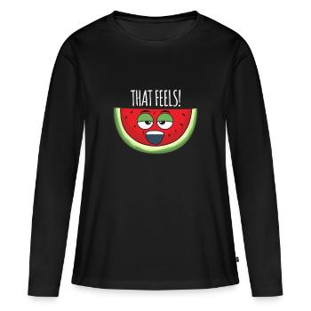 Freundliche Wassermelone - Frauen Premium Bio Langarmshirt - Schwarz - Vorne - Julia (174cm)