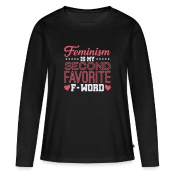 féminisme - T-shirt manches longues Premium bio Femme - noir - Devant - Julia (174cm)
