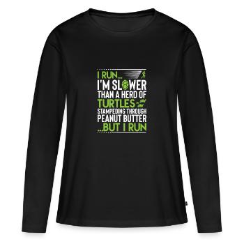 Courir lentement - T-shirt manches longues Premium bio Femme - noir - Devant - Julia (174cm)