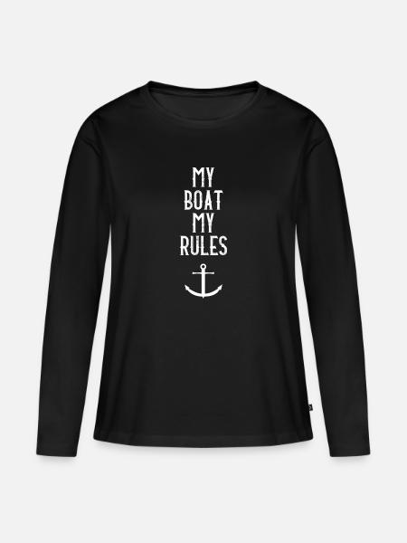 Boot - Frauen Premium Bio Langarmshirt - Schwarz