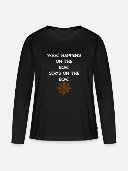 WHAT HAPPENS ON THE BOAT - Frauen Premium Bio Langarmshirt - Schwarz
