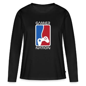Gamer Nation - funny gaming motif gift - Women's Premium Organic Long Sleeve Shirt - black - Front - Julia (174cm)