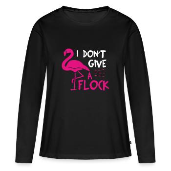 Flamingo I don't give a shit flock - Frauen Premium Bio Langarmshirt - Schwarz - Vorne - Julia (174cm)