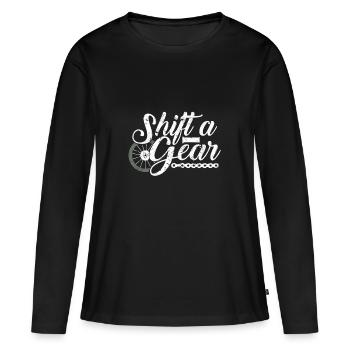 Moto disant Cross Racer sortie - T-shirt manches longues Premium bio Femme - noir - Devant - Julia (174cm)