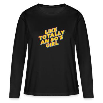 Chemise de fille Cool des années 80 Rétro Nostalgic Eighties Party - T-shirt manches longues Premium bio Femme - noir - Devant - Julia (174cm)