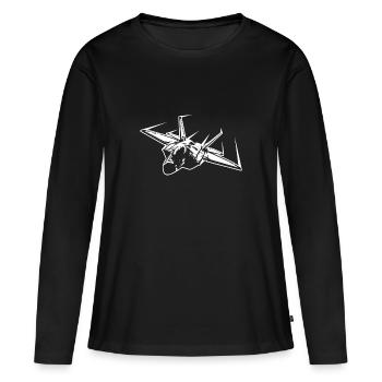 Avion de chasse pilote jet avion militaire - T-shirt manches longues Premium bio Femme - noir - Devant - Julia (174cm)