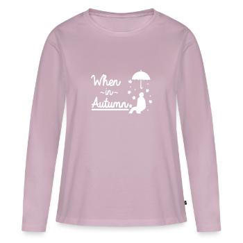 Umbrella in the autumn - Women's Premium Organic Long Sleeve Shirt - dusky pink - Front - Julia (174cm)
