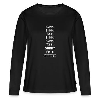 BATTERIE BEATBOX - T-shirt manches longues Premium bio Femme - noir - Devant - Julia (174cm)