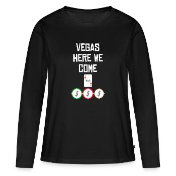 LAS VEGAS - T-shirt manches longues Premium bio Femme - noir - Devant - Julia (174cm)