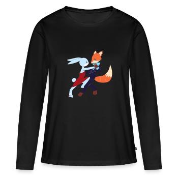 Chemise de salsa de danse salsa bunny et fox - T-shirt manches longues Premium bio Femme - noir - Devant - Julia (174cm)