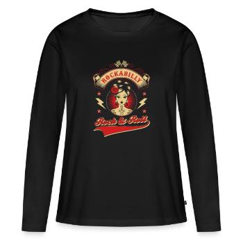 Rockabilly Rock & Roll - Women's Premium Organic Long Sleeve Shirt - black - Front - Julia (174cm)