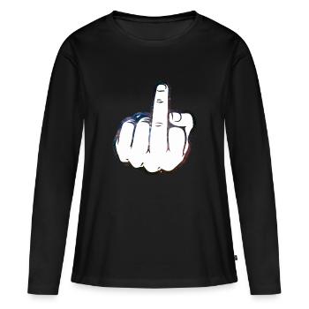 Caricature du doigt - T-shirt manches longues Premium bio Femme - noir - Devant - Julia (174cm)