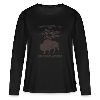 buffle - T-shirt manches longues Premium bio Femme - noir - Devant - Julia (174cm)