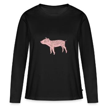 Piglet pig - Women's Premium Organic Long Sleeve Shirt - black - Front - Julia (174cm)