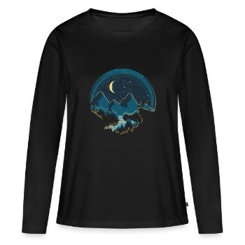 promenade nocturne - T-shirt manches longues Premium bio Femme - noir - Devant - Julia (174cm)