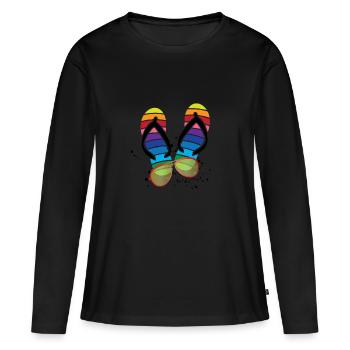 Summer Vibes Flip Flops Lunettes - T-shirt manches longues Premium bio Femme - noir - Devant - Julia (174cm)