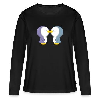 Pingouin - pingouins - motif pingouin - amour de pingouin - T-shirt manches longues Premium bio Femme - noir - Devant - Julia (174cm)