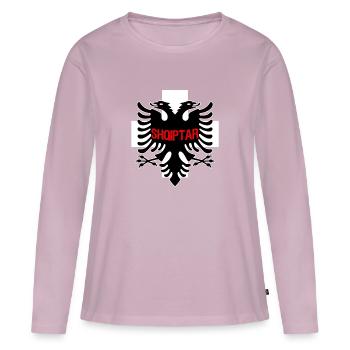 Albanie Suisse Chemise shqiptar - T-shirt manches longues Premium bio Femme - rose poudré - Devant - Julia (174cm)